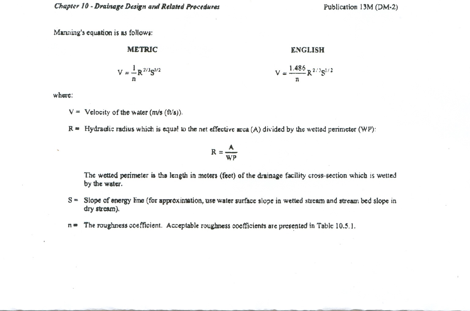 Manning's Equation